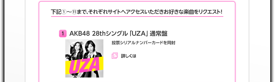 1 AKB48 28thシングル「UZA」通常盤 投票シリアルナンバーカードを同封