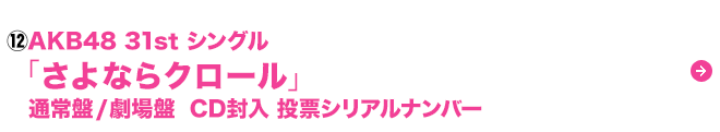 AKB48 31st シングル「さよならクロール」通常盤/劇場盤CD封入 投票シリアルナンバー